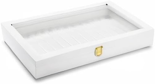 Oirlv White Leather Acrylic Lid Jewelry Necklace Organizer Box Necklace Bracelet Display Holder Case Drawer Insert Women Gift