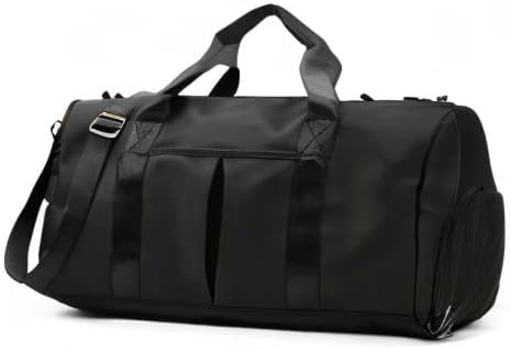 ZUEVI Sports Gym Duffel Bag for Men or Women Waterproof Weekender Travel Bag with Shoes Compartment Dry and Wet Separation for Training Swim Yoga(Black)