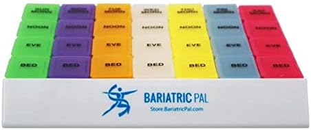 BariatricPal Jumbo 24/7 4 Times a Day Vitamin & Pill Organizer with Removable Daily Pill Boxes in Organizer Tray