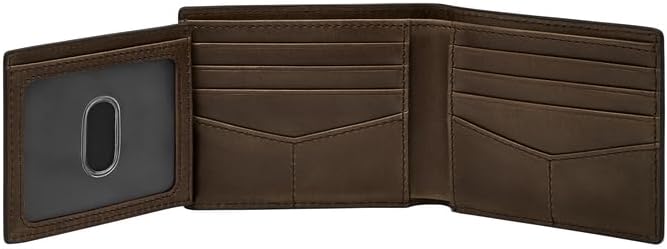 Fossil Men's Derrick RFID-Blocking Leather Bifold Wallet with Flip ID Window for Men
