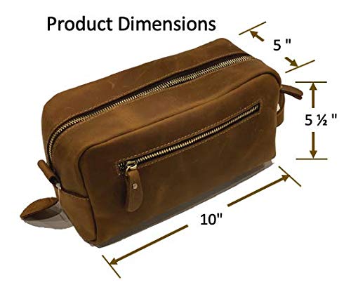Calissimo Genuine Leather Toiletry Travel Tote Bag - Dopp Kit - Shaving Kit.