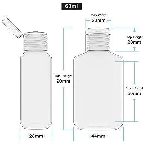FOOCHY 2oz Empty Hand Sanitizer Travel Size Bottles, Refillable Clear Plastic Containers with Flip Cap for Shampoo, Lotion, Cream, Baby Shower, Tolitery (100 Pack)