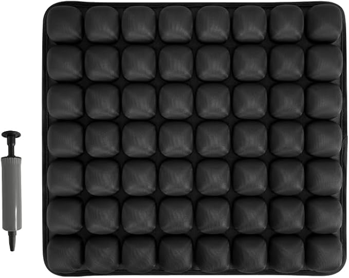Travel Seat Cushion, Inflatable Airplane Seat Cushion for Travel, 56 Bubbles Portable Car Seat Cushions for Long Flights Office Chair, Wheelchair, Camping, Home Living (Black)