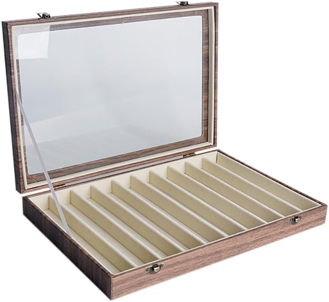 MIOINEY Glass Lid Necklace Organizer Box Transparent Necklace Holder Organizer Velvet Necklace Display Box Clear Lid Jewelry Storage Stackable Necklace Display Case for Women Girls (Style C)