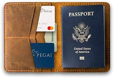 PEGAI Personalized Leather, Passport Holder For Travel | Handmade Passport Wallet Cover Case | Travel Document Holder, Passport Cover for Men, Women, and Family | Pike (Turqoise)