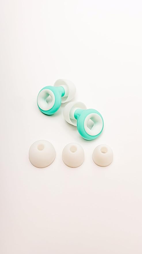 Reusable Silicone Earplugs for Sleeping – Soft Comfort Fit Noise Reduction Up to 27 dB – Ideal for Side Sleepers & Snoring Partners – 1 Pair (White & Green) with Travel Case
