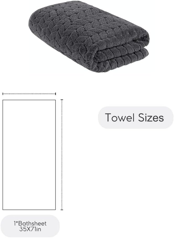 BAGNO MILANO Turkish Cotton Ultra-Soft Plush Absorbent Quick Dry Bathroom Towel Set, Made in Turkey (Gray, Bath Sheet)
