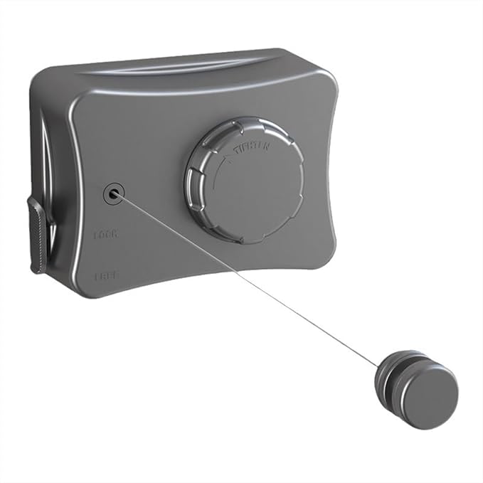 Retractable Clothesline for Outdoor & Indoor Use, 16.73 Ft Heavy Duty Retracting Clothes Line with Single Stainless Steel Rope - Laundry Drying Rack for Bathroom, Outside Areas (Grey)