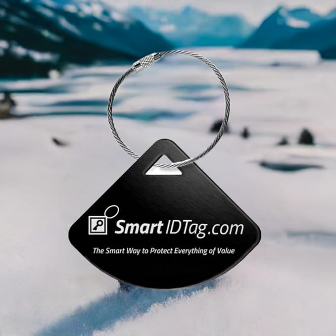 Dynotag® Express Series Solid Metal Web Enabled Smart Bag Tag ID + Steel Loop, Anodized Aluminum with DynoIQ™ & Lifetime Recovery Service (Midnight Black)