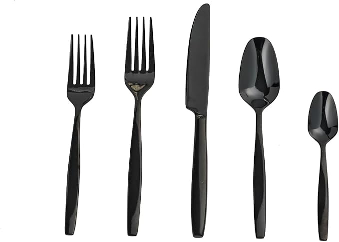 Black 60-Piece Silverware Set,Stainless Steel Flatware Utensils Cutlery Set for 12,Including Steak Knife Fork and Spoon,Dishwasher Safe,Modern Tableware for Home & Dining