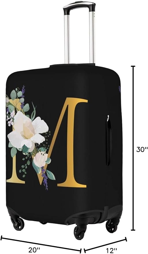 Flower Lette M Black Luggage Cover Elastic Washable Stretch Suitcase Protector Anti-Scratch Travel Suitcase Cover for Kid and Adult XL (29-32 inch suitcase)