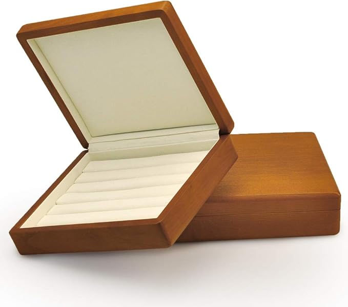 Oirlv Solid Wood Ring Jewelry Box Organizer Earrings Jewelry Drawer Organizer Tray with Lid (Creamy-white)