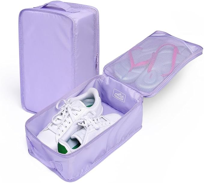 Travel Shoe Bags, Foldable Waterproof Shoe Pouches Organizer-Double Layer (6 Purple Shoe Bags)
