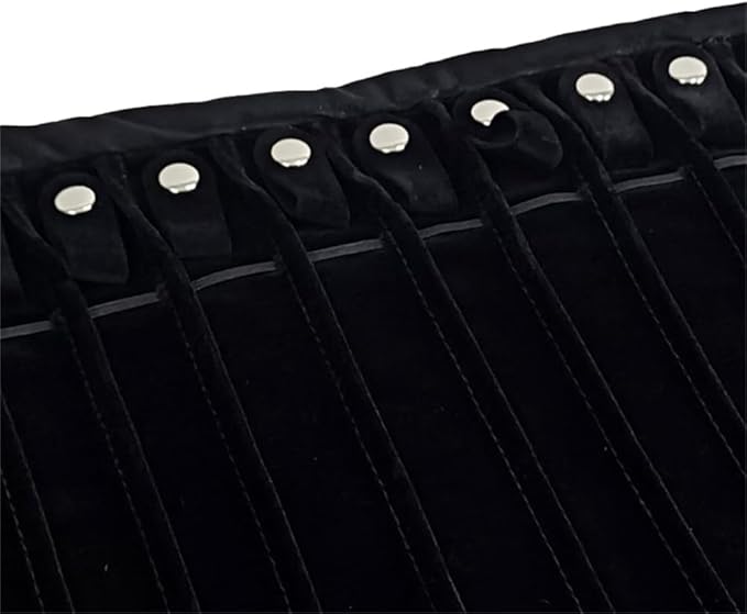 Portable Jewelry Roll Untangled Secure Necklace Travel Storage Bag Displays Holder 16 Chain (Black Diamond)