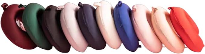 ROSEWARD 100% Mulberry Silk Travel Neck Pillow for Sleeping 22 Momme Silk Airplane Travel Pillow for Pain Relief Sleeping, Plane Neck Support Pillow, Anti Wrinkle, Made in USA (Black)