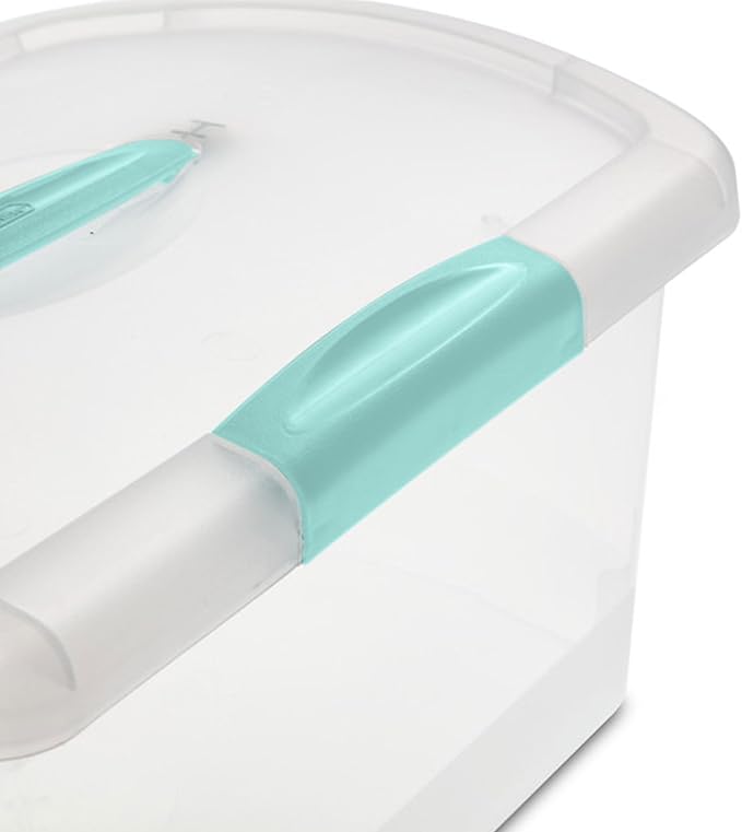 Sterilite Medium Nesting ShowOffs, Stackable Small Storage Bin with Latching Lid and Handle, Plastic Container to Organize Home, Clear, 12-Pack