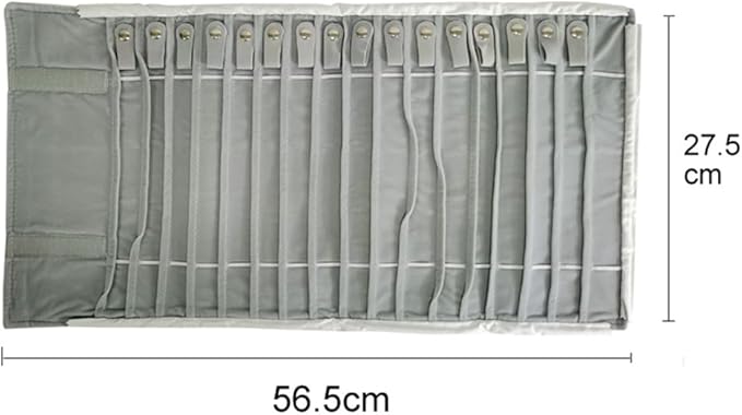 Portable Jewelry Roll Untangled Secure Necklace Travel Storage Bag Displays Holder 16 Chain (Gray PU and Gray Velvet)