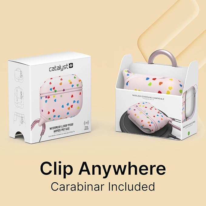 Catalyst Waterproof Case for AirPods Pro 2nd Generation and AirPods Pro 1st Generation - Wireless and USB-C Charging Compatible, One Piece Design, High Drop Protection Case with Carabiner