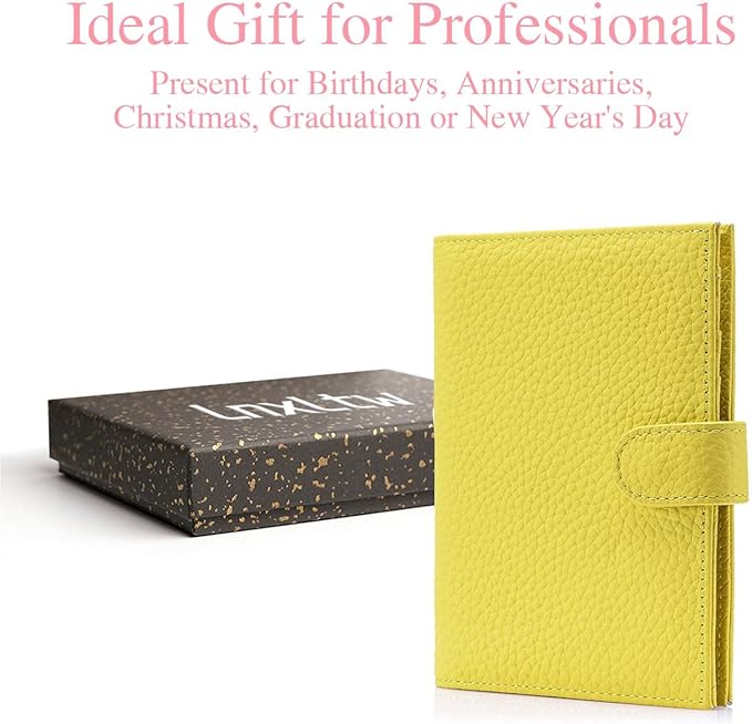 Slim Passport Wallet for Women – RFID Blocking Passport Holder for Travel Women with Card Slots, Coin Pocket & SIM Slot – Genuine Leather Travel Organizer – Lemon Yellow