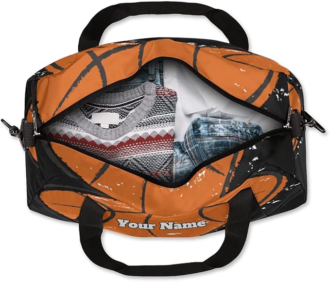 AUUXVA Custom Your Name Heart Shape Basketball Sports Personalized Text Gym Duffle Bag for Kids,Sports Bag for Teens Boys & Girls Small Waterproof Overnight Weekender Carry School Practice Travel Bag