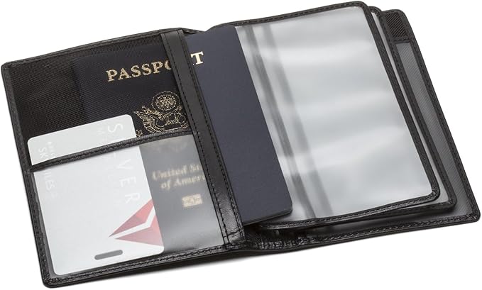 Tony Perotti Unisex Italian Bull Leather Executive Bifold Passport Cover Case in Black