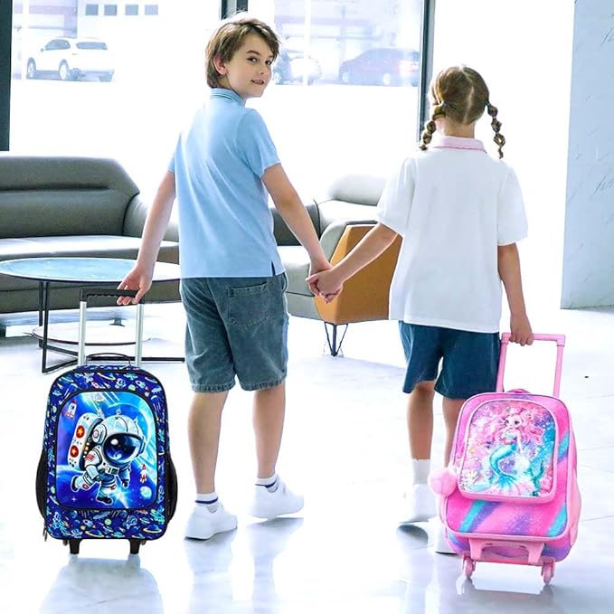 UFNDC Kids Suitcase for Boys, Astronauts Rolling Luggage with Wheels,Travel Carry on for Children Toddler Elementary