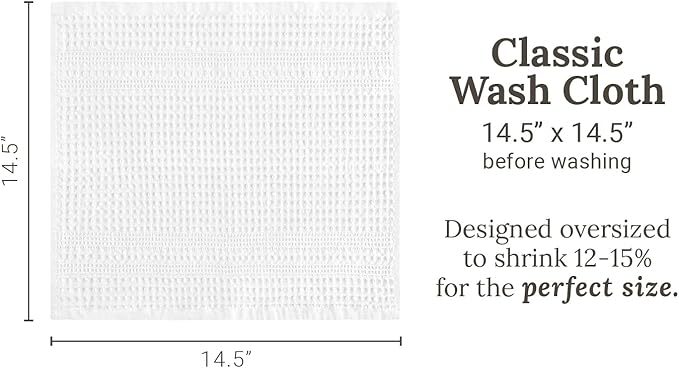 GILDEN TREE Waffle Towels Wash Cloths for Showering, Exfoliating Washcloth Face Towels, Quick Dry Towel Cotton Washcloths Set of 4, Classic Style (White)