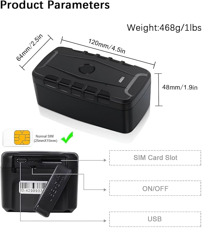 Car GPS Tracker for Vehicles Long Battery Life 20000mAh Tracker Device Real-Time and Precise Location Tracking Device Magnetic Waterproof Multiple Alarm App iOS/Android TK918 4G