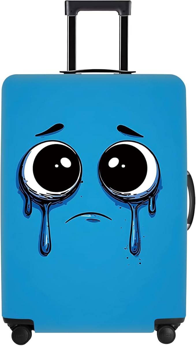 Crying Face Luggage Cover, Washable Funny Cartoon Suitcase Cover, Stretchable Travel Suitcase Protector Anti-scratch Bag Cover,L