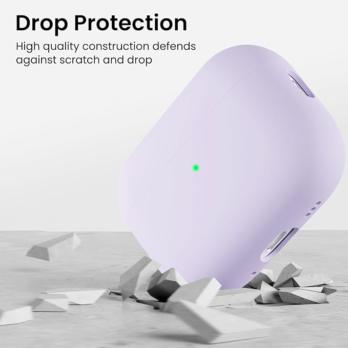 ORNARTO Compatible with AirPods Pro 3 Case 2025, Full Protective Hybrid Silicone for AirPods Pro 3rd Generation Case, Front LED Visible Skin Cover-Pastel Lilac