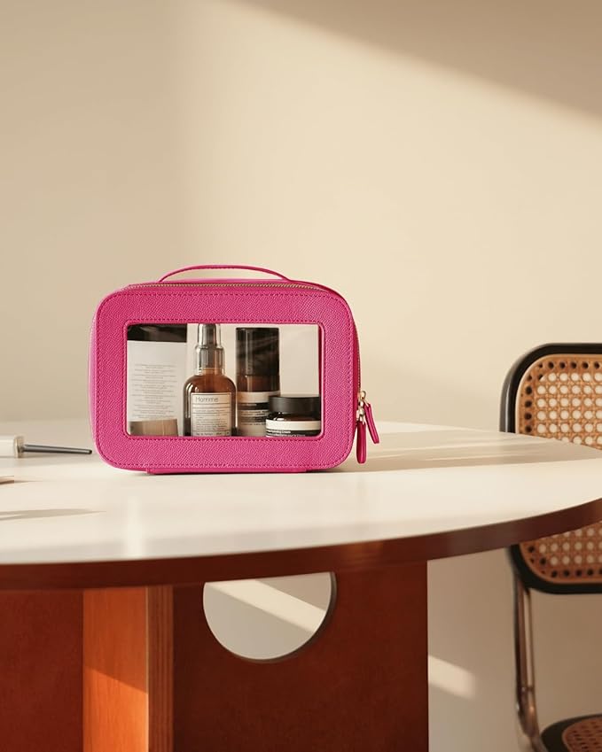 Clear Cosmetic Bag Set for Women Makeup Bag with Handle, 3 Pcs Travel Toiletry Bag Transparent Cosmetic Case Portable Make Up Organizer Bag for Essentials