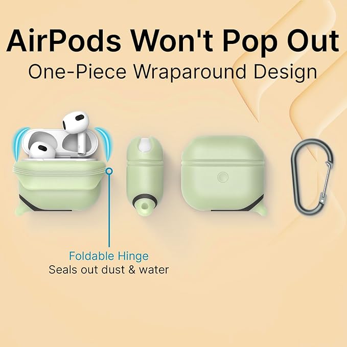Catalyst Waterproof Case for AirPods 3rd Generation (2021) - Wireless and USB-C Charging Compatible AirPods 3rd Generation Case, Drop Protection Cover for AirPods 3 One Piece Design with Carabiner