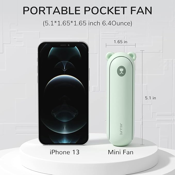 JISULIFE Handheld Fan with 4500 mAh Powerbank Max 37 Hours Runtime, Pocket Portable Battery Operated or USB Powered Folding Personal Fan, 3 Speeds, Gifts for Women Men Kids Gift for Festival-Green