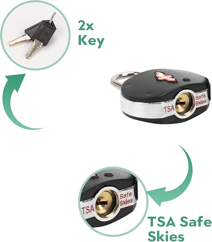 Lock for Luggage TSA Approved and 6 Tags, Luggage Lock with Key and Chrome Ring Around Body, Suit for Suitcase,Luggage,Backpack,Laptop Bag,Locker 6 Pack Color Mixed