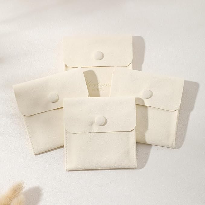 10pc Small Jewelry Pouch For Necklace Stud Earring,Mini Ring Boxes Pouches Bags Organizer For Women,Travel Jewlery Box Case Storage (White)