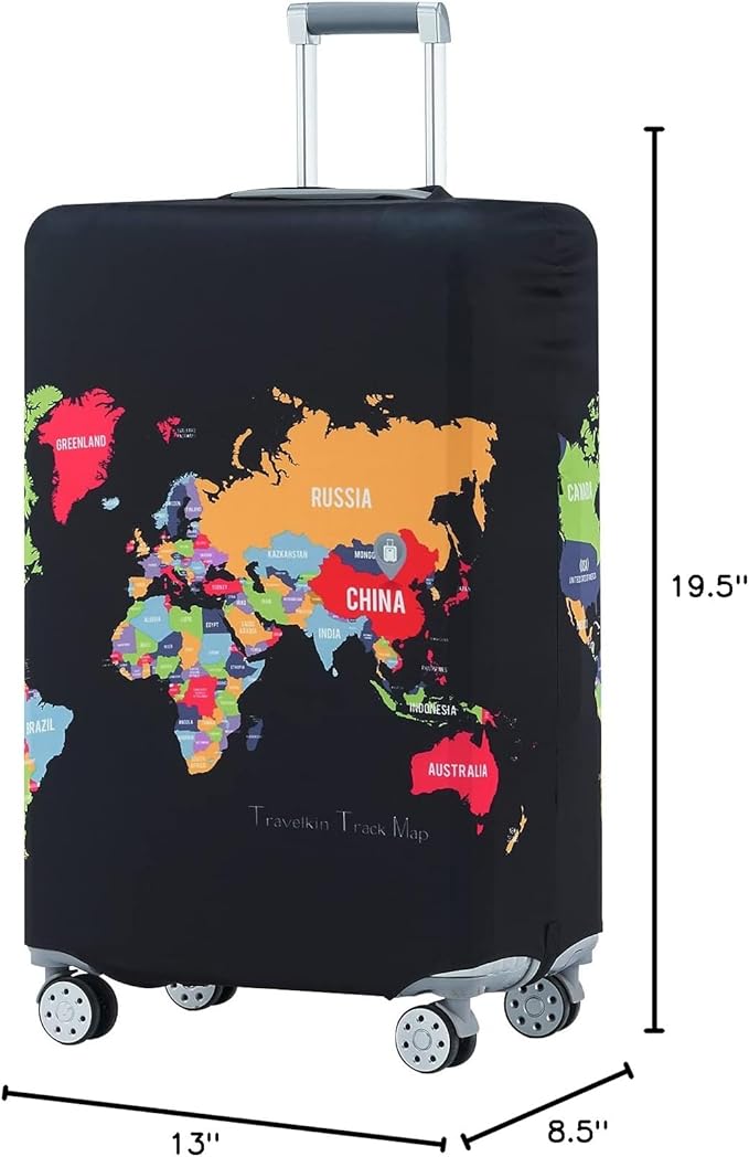 Travelkin Luggage Covers For Suitcase Tsa Approved,Suitcase Cover Protector Fit 18-32 Inch Luggage (Map, S)