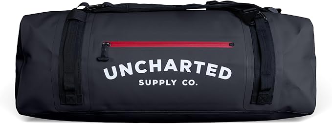Uncharted Supply Co. The Vault Waterproof Duffel Bag - Airtight bag with Backpack Straps, Carry-On Size, Perfect for travel, boating, camping, recreation. (Black, 65L)