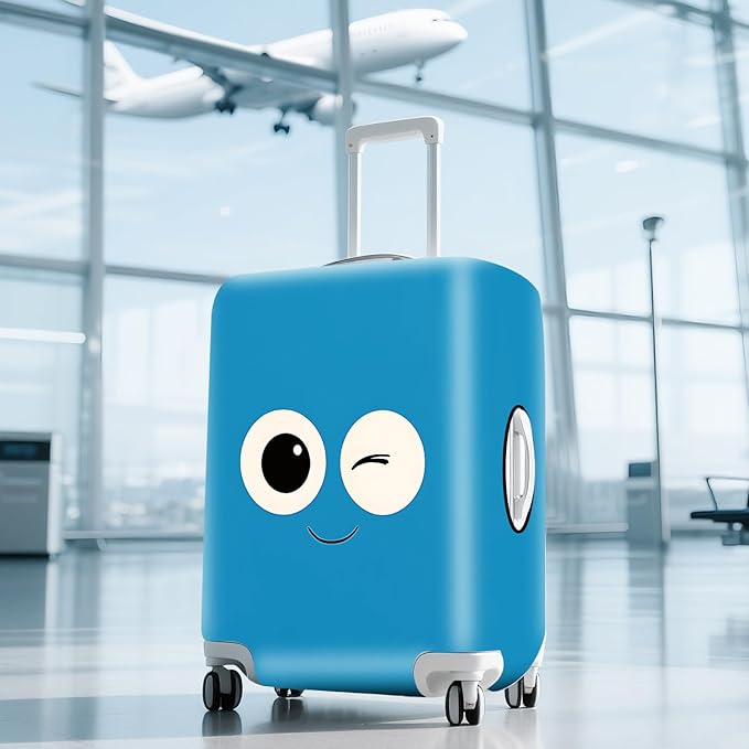 ANNA QUEEN Funny Blue emoticon Travel Luggage Cover Suitcase Protector Suitcase Cover Anti-Scratch,Stretchable Fit for 18-32Inch Luggage,Travel Bag Cover Washable XL(fits 29-32Inch suitcase)