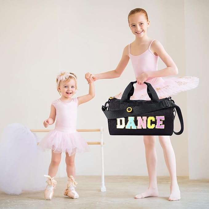 Dance Ballet Bag for Girls Sport Gym Duffle Bags Overnight Travel Bags Fun Dance Workout Duffel Bag Toddler Cute Bag for Dancers, Girls, Teens, Student Athletes