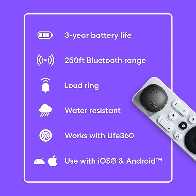 Tile by Life360 Sticker - Small Bluetooth Tracker, Remote Finder and Item Locator for Bikes, Glasses and More. Both iOS and Android Compatible. Phone Finder. 1-Pack (Black)