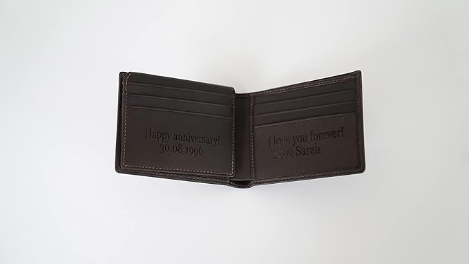 Generic, Personalized Wallet for Men, Dark Brown, Full-Grain Leather, RFID-Blocking, 11 Card Slots, Custom Gifts for Fathers Day