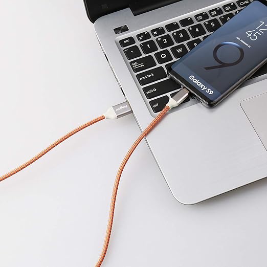 Fasgear 10ft Long USB C Cables 3 Pack, 3A Fast Charging USB A to Type-C Charger Cord Braided Compatible with Galaxy S24/S23/S22/S21 Plus Note 10 A70/LG G6/Moto G/PS 5 (Green/Gold/Orange)