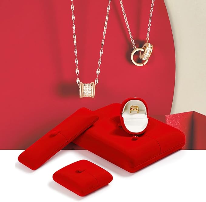 Oirlv Red Velvet Bracelet Box Premium Velvet Jewelry Gift Box for Bracelet Bangle Proposal Wedding Jewelry Holder Storage