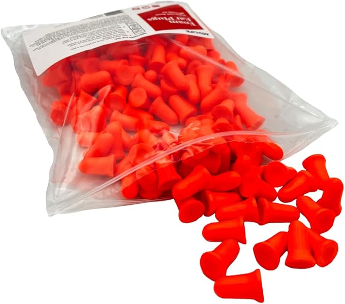 Acu-Life Foam Ear Plugs (100 Pair), Super-Soft Ear Plugs for Sleeping, Snoring, Noise, Ideal for Studying and Traveling, Ultimate Fit, Red