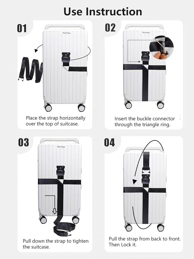 Travel Luggage Strap Adjustable Suitcase Packing Belt with TSA Combination Lock