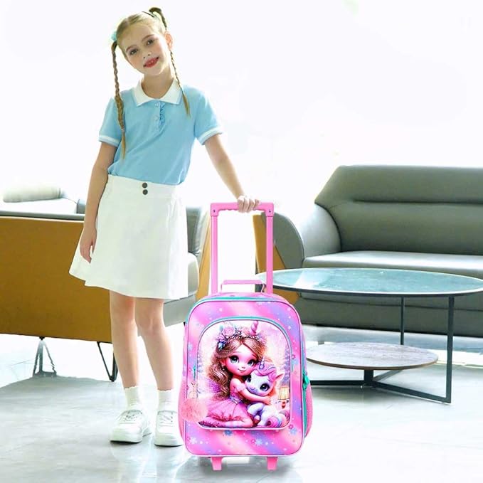 Kids Suitcase with Wheels for Girls and Boys, Rolling Carry on Luggage for Toddler Children