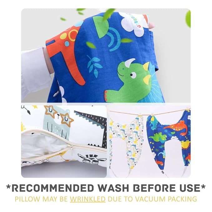 Travel Pillow Car Cushion for Kids 6 Years Old+ Shoulder Neck Back Support & Seat Belt Comfort, Road Trip Cozy Sleeping Gift for Young Travelers, Parents, Families, Baby Shower (Dinosaur Blue)