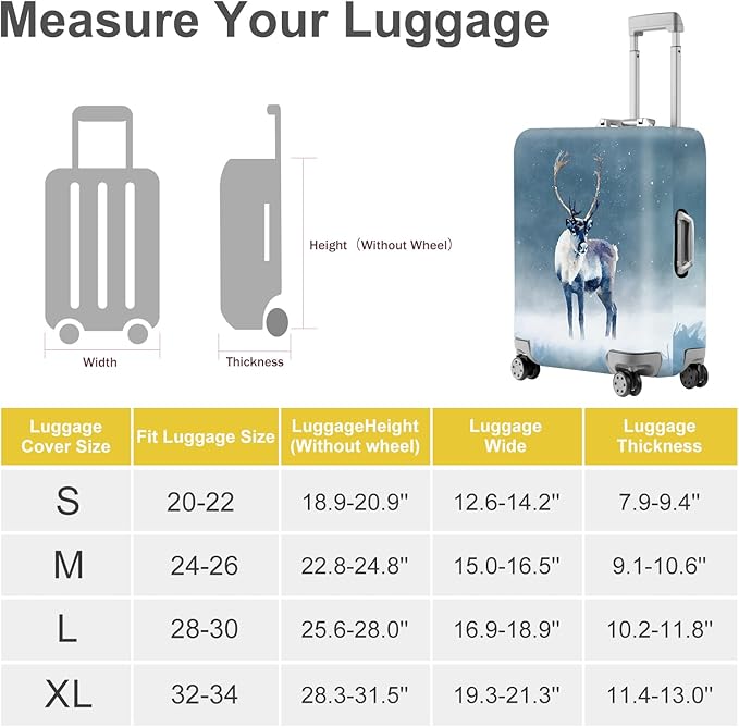 FOREVER QUEEN Winter reindeer Luggage Cover Suitcase Protector Suitcase Cover Anti-Scratch,Stretchable Bag Cover Washable Durable Polyester