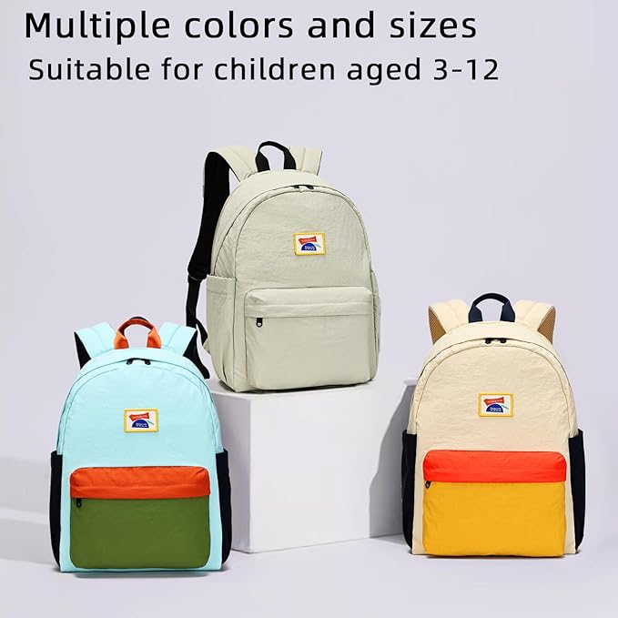 willikiva Kids Backpack for School Boys Girls Teens Toddler Backpack Waterproof Kindergarten Preschool Elementary Bookbag Children Travel Bag(Off White Deep Green,Medium)