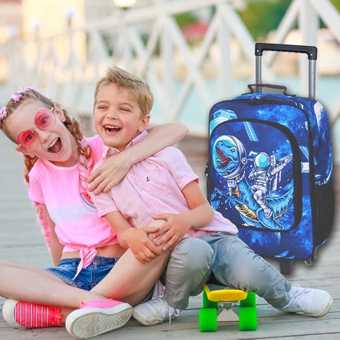 UFNDC Kids Suitcase for Boys,Dinosuar Luggage Rolling with Wheels,Travel Carry on for Children Toddler elementary